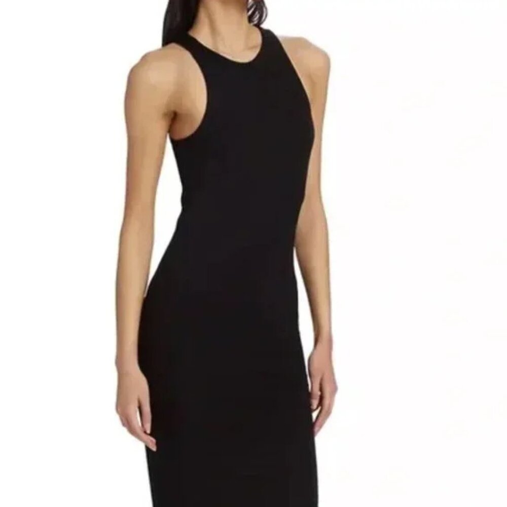Good American Black Ribbed Bodycon Dress Size 1